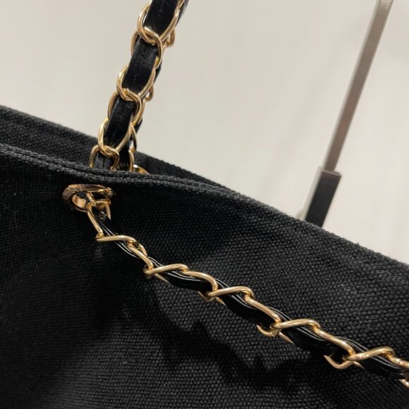 Unbranded Canvas Tote Chanel Inspired Black/White (JB1348) - Picture 3 of 5